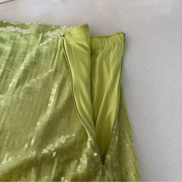 Abercrombie & Fitch Green Sequin Strapless Mini Dress Tall Length - Picture 3 of 6